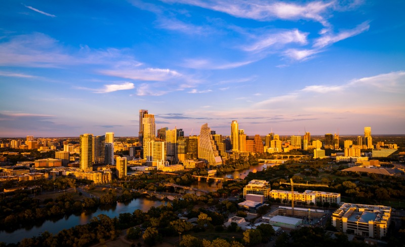 Bright Beautiful Austin Texas Cityscape